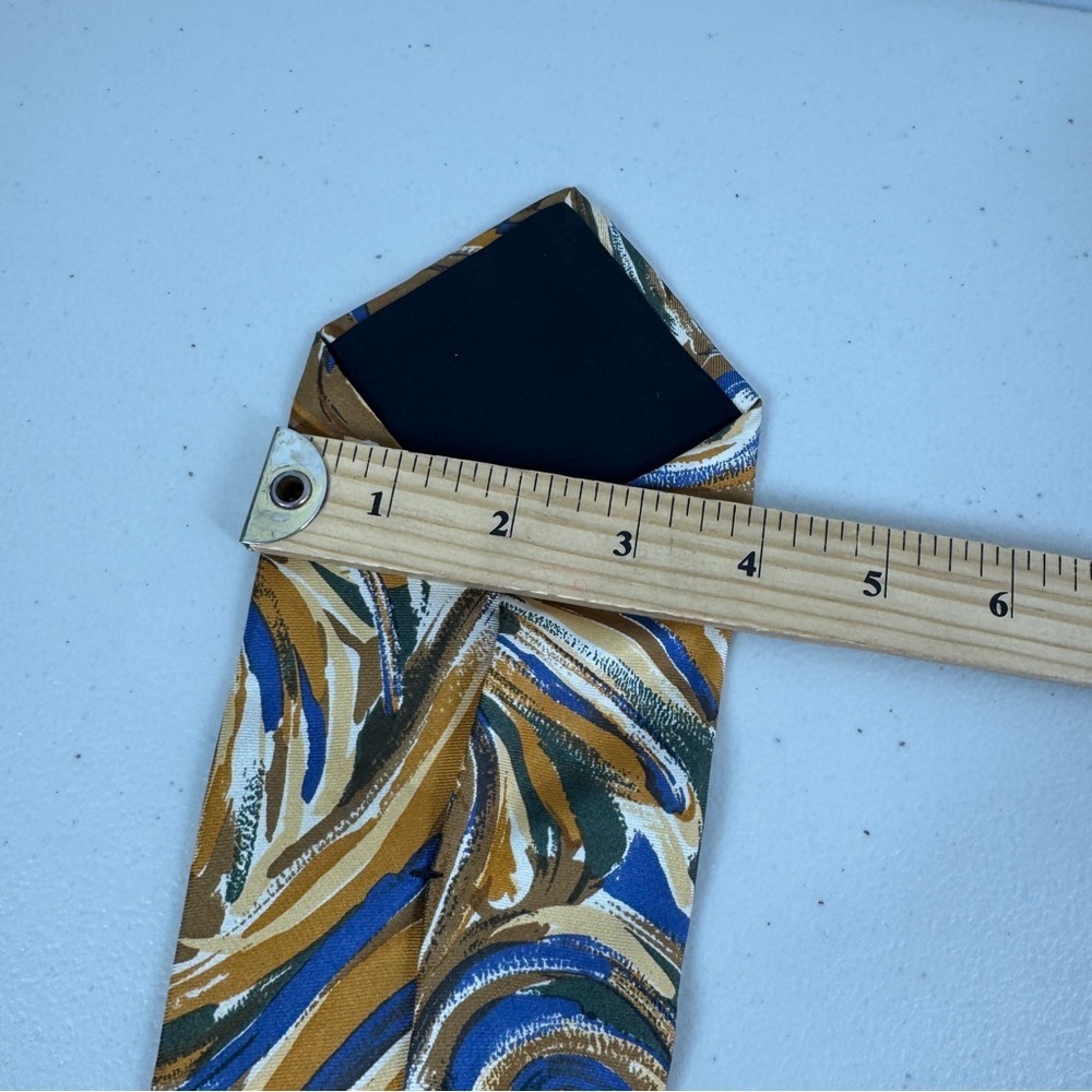 Lavatelli Silk Abstract Patterned Men's Tie Swirl Brown Blue Vintage Designer - Picture 13 of 15